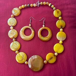 Amber Statement Necklace and Earring Set